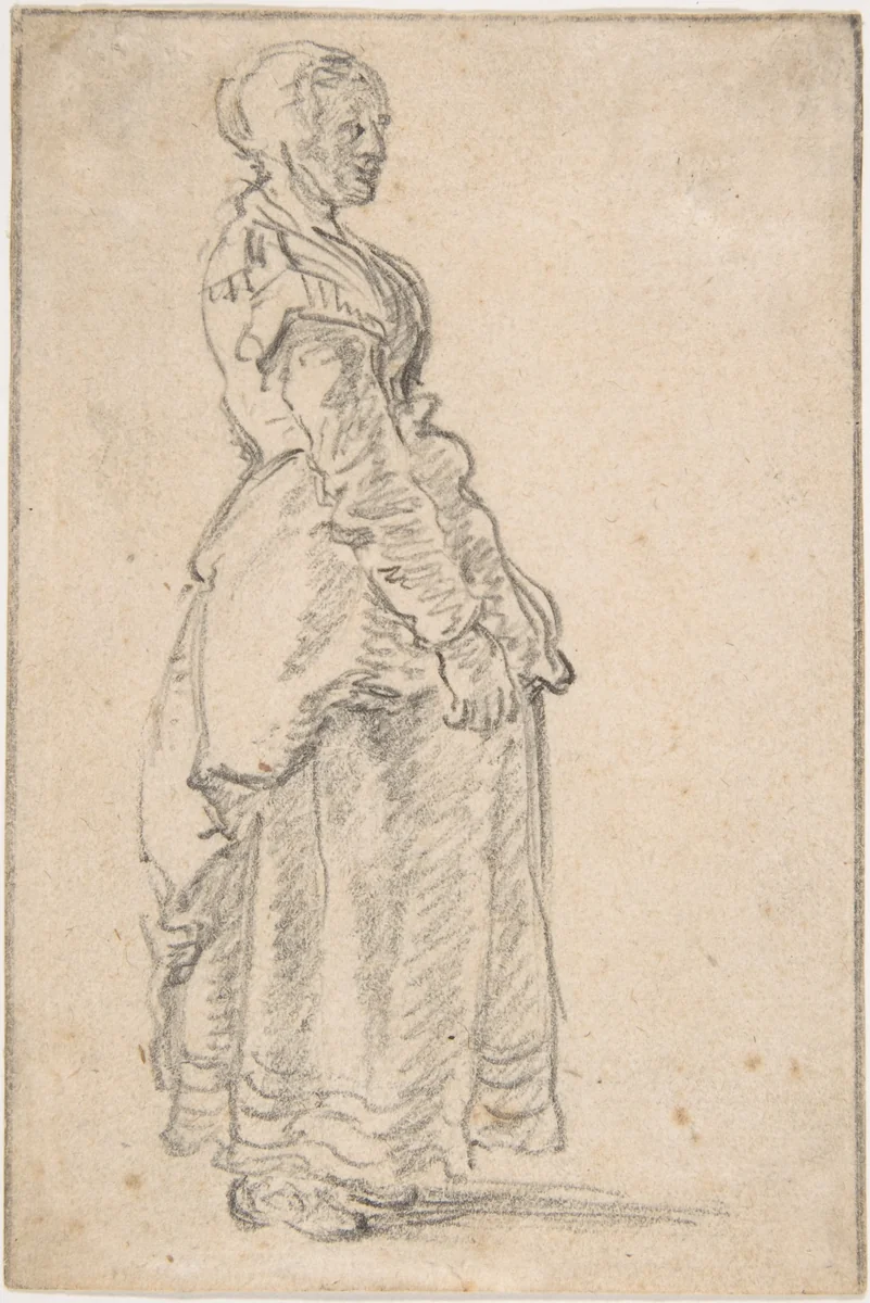 Standing Woman by Jan van Goyen, drawing, 1616-1656