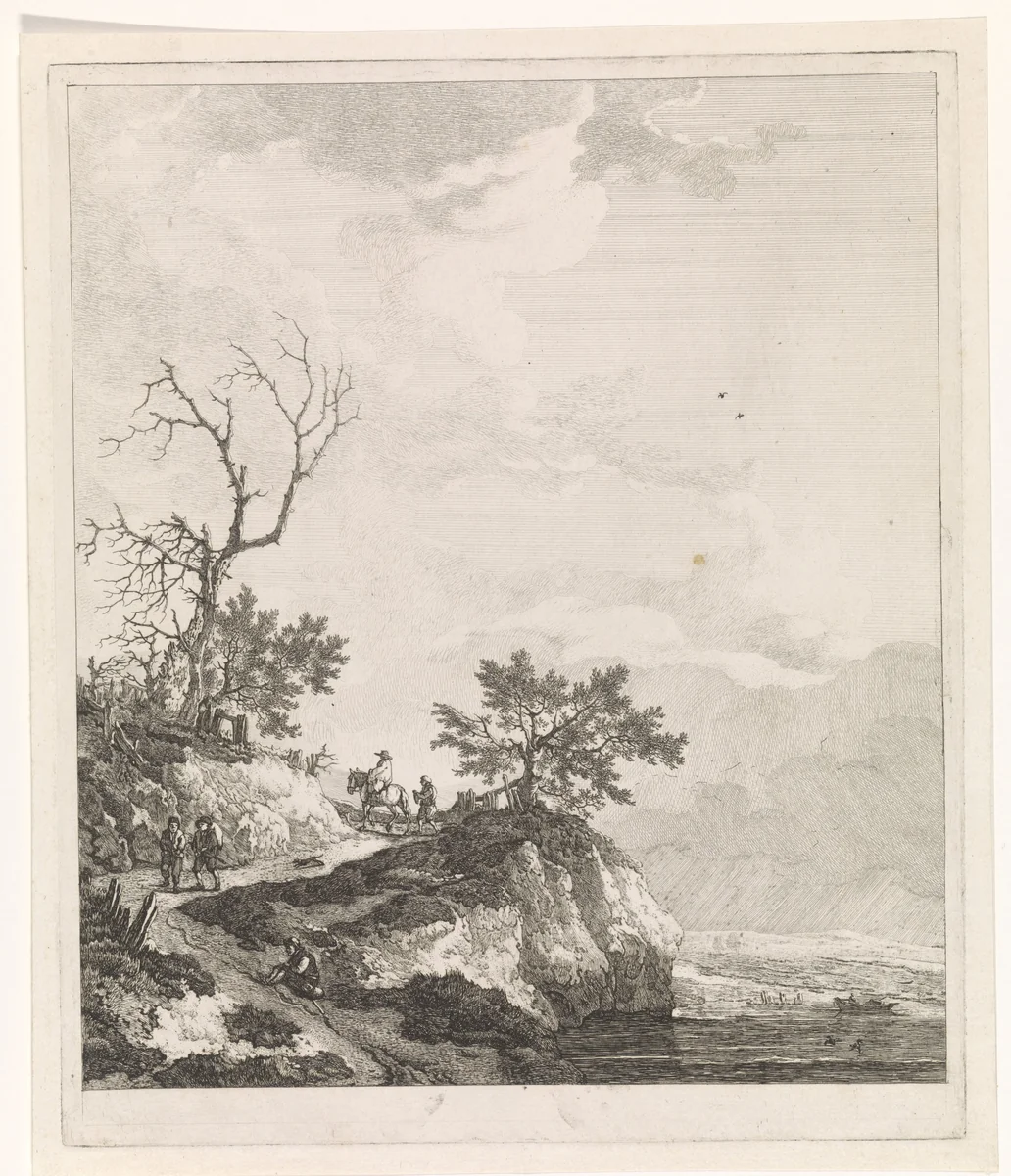 Landschap met reizigers by Barend Hendrik Thier, print, 1755-1811