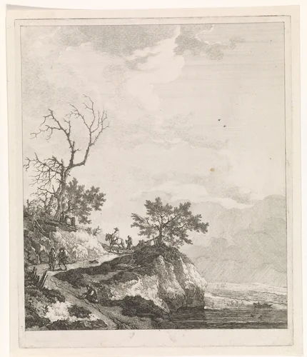 Landschap met reizigers by Barend Hendrik Thier, print, 1755-1811