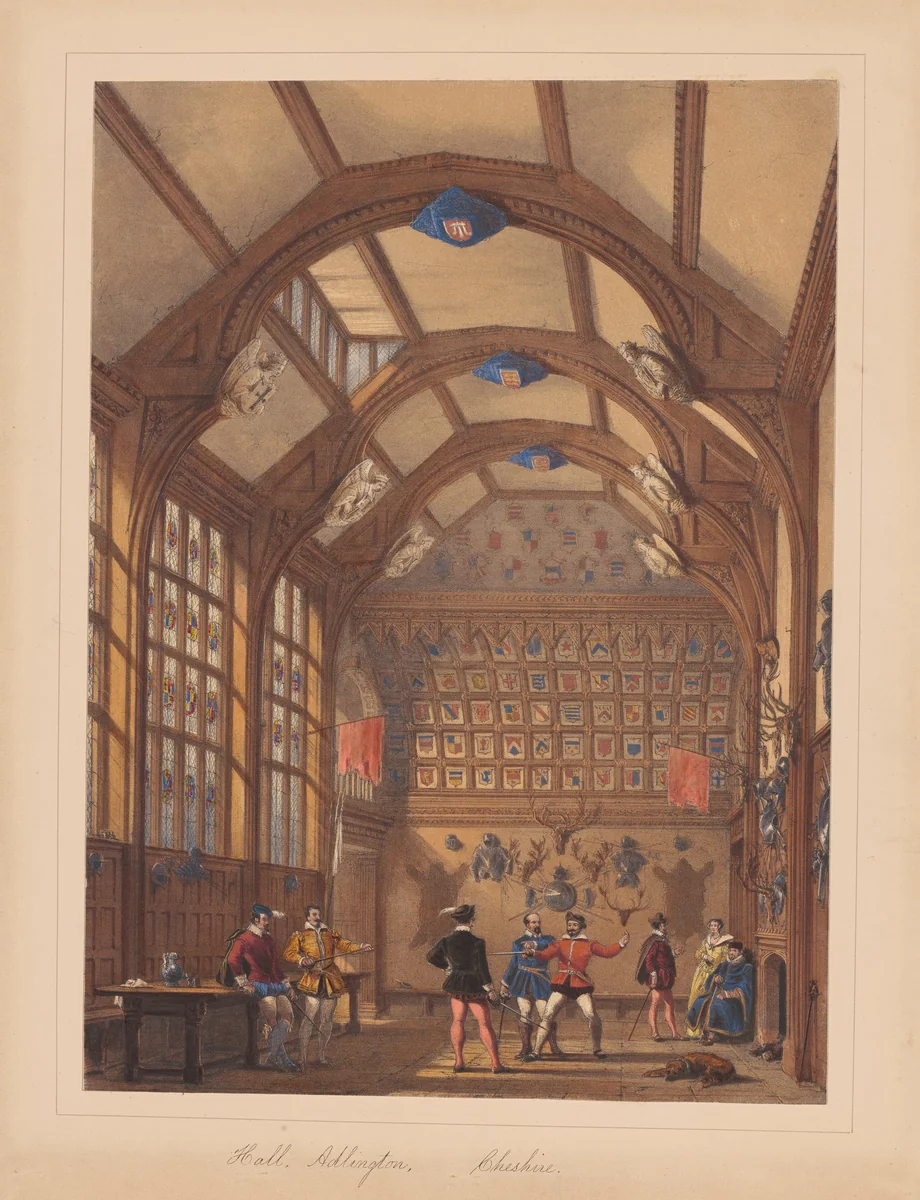 Hall, Adlington, Cheshire by Joseph Nash, print, 1849