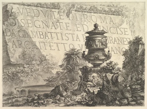Frontispiece from "Vedute di Roma" by Giovanni Battista Piranesi, print, 1748