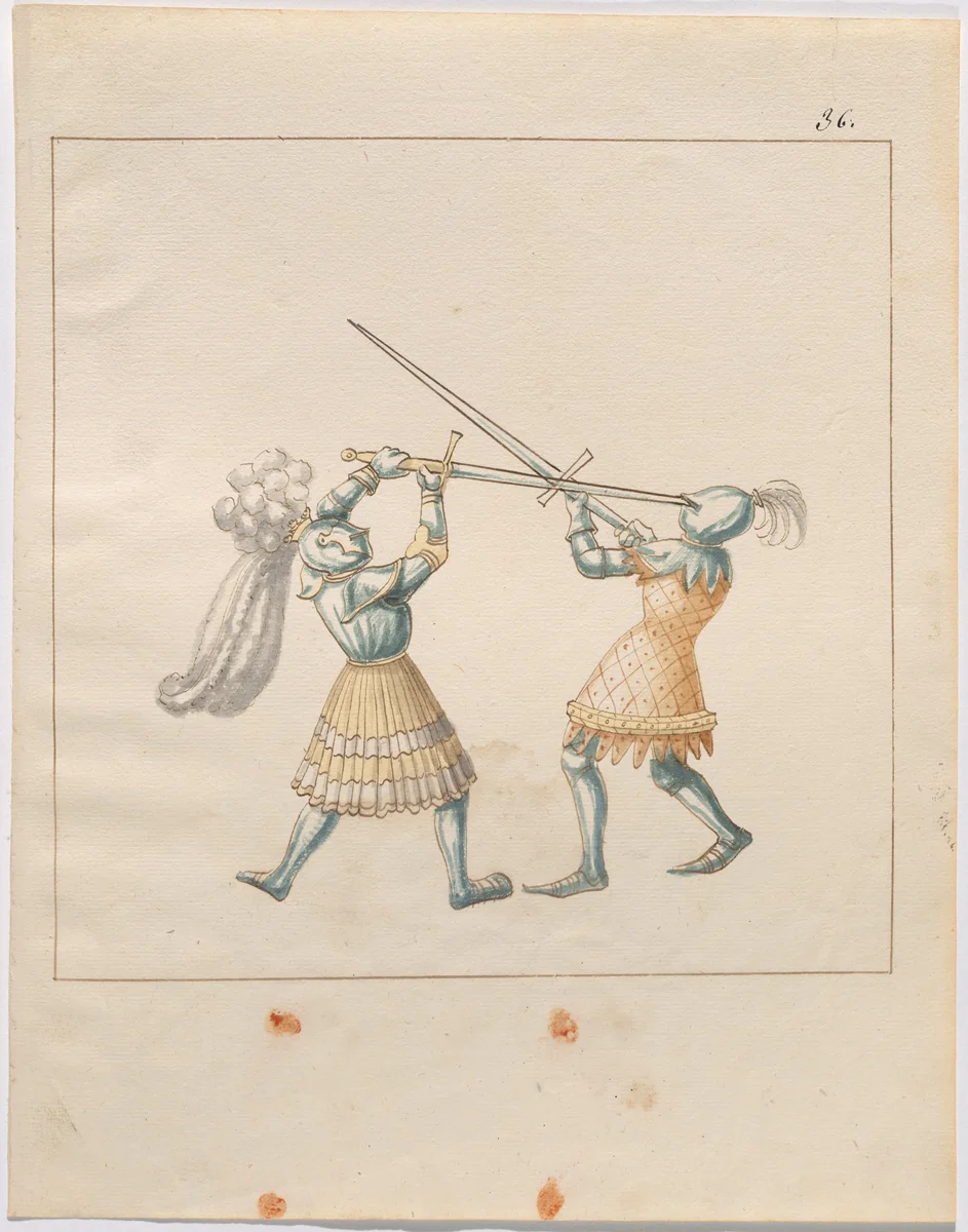Foot Combat with Longswords by German 16th Century, drawing, 1515