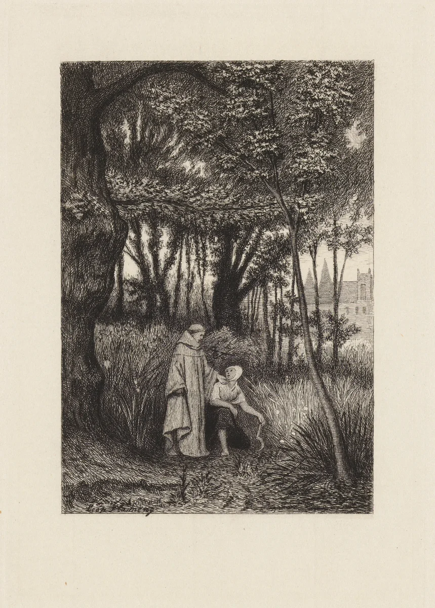 Le Péché Partagé, plate 1 from "The Decameron" by Léopold Flameng, print, 1868-1878