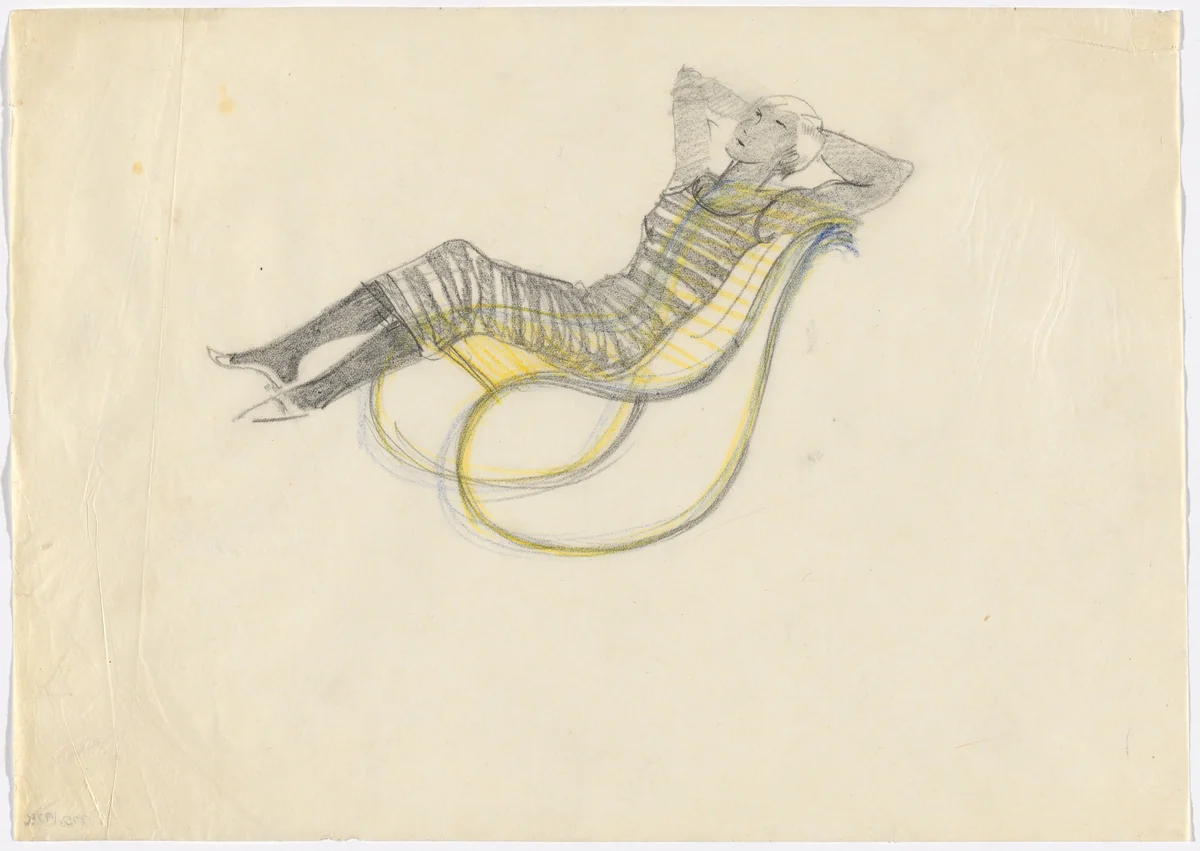 Lounge Chair with Rocker without Arm, with Figure (Perspective sketch) by Ludwig Mies van der Rohe, mies van der rohe archive, 1926