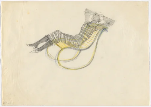 Lounge Chair with Rocker without Arm, with Figure (Perspective sketch) by Ludwig Mies van der Rohe, mies van der rohe archive, 1926