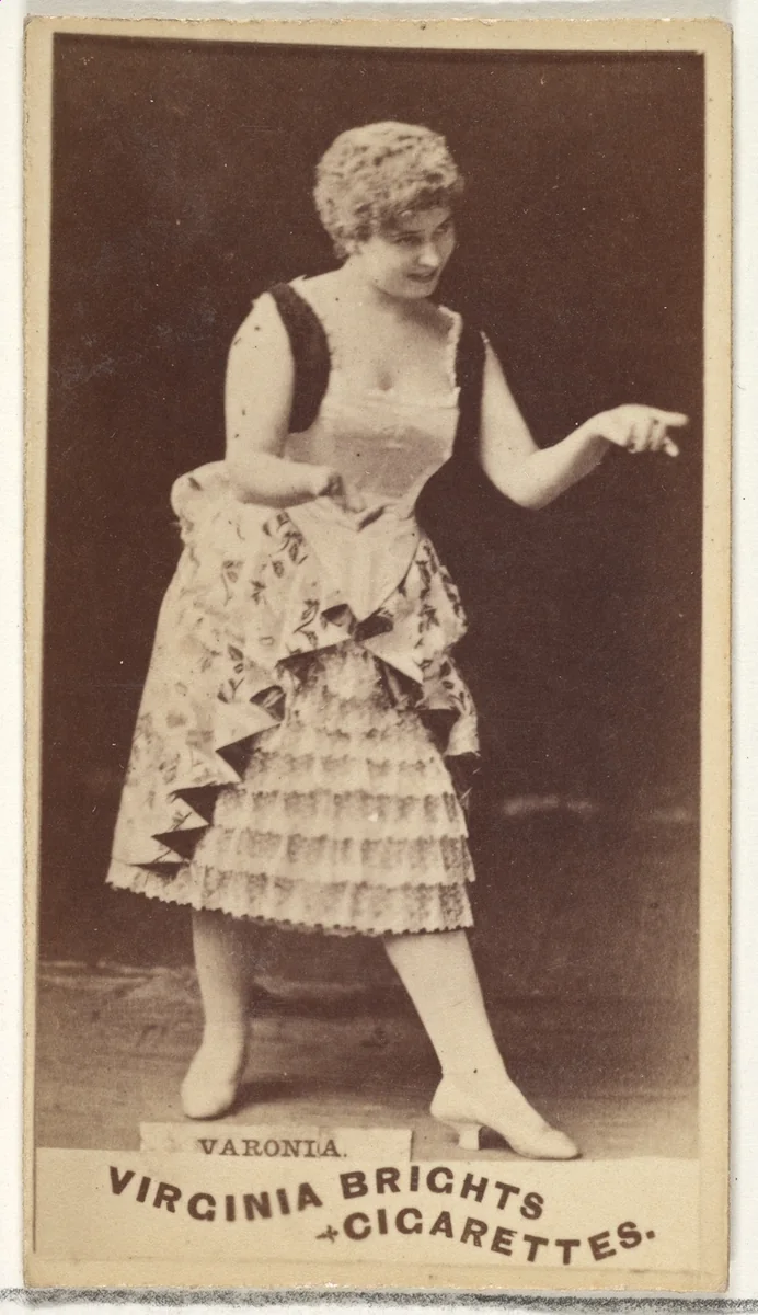 Varonia, from the Actors and Actresses series (N45, Type 1) for Virginia Brights Cigarettes by Allen & Ginter, photograph, 1885-1891