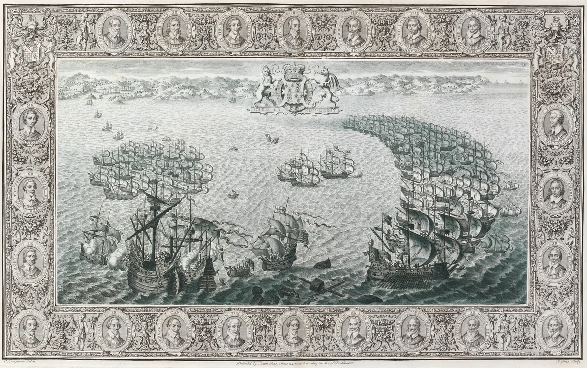The Tapestry Hangings of the House of Lords Representing the Several Engagements Between the English and Spanish Fleets... by John Pine, book, 1739