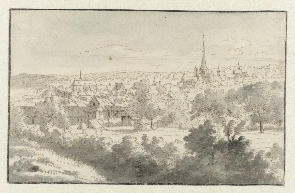 View of Nivelles, Walloon Brabant by Josua de Grave, drawing, 1676