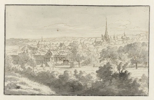 View of Nivelles, Walloon Brabant by Josua de Grave, drawing, 1676