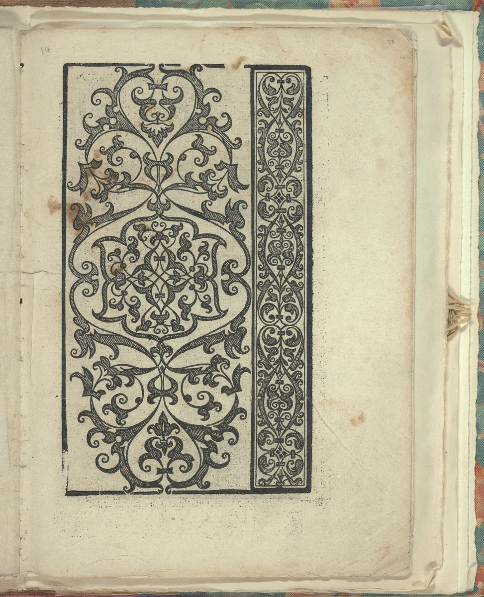 Opera Nova Universali intitulata Corona di racammi, page 33 (recto) by Giovanni Andrea Vavassore, book, 1530