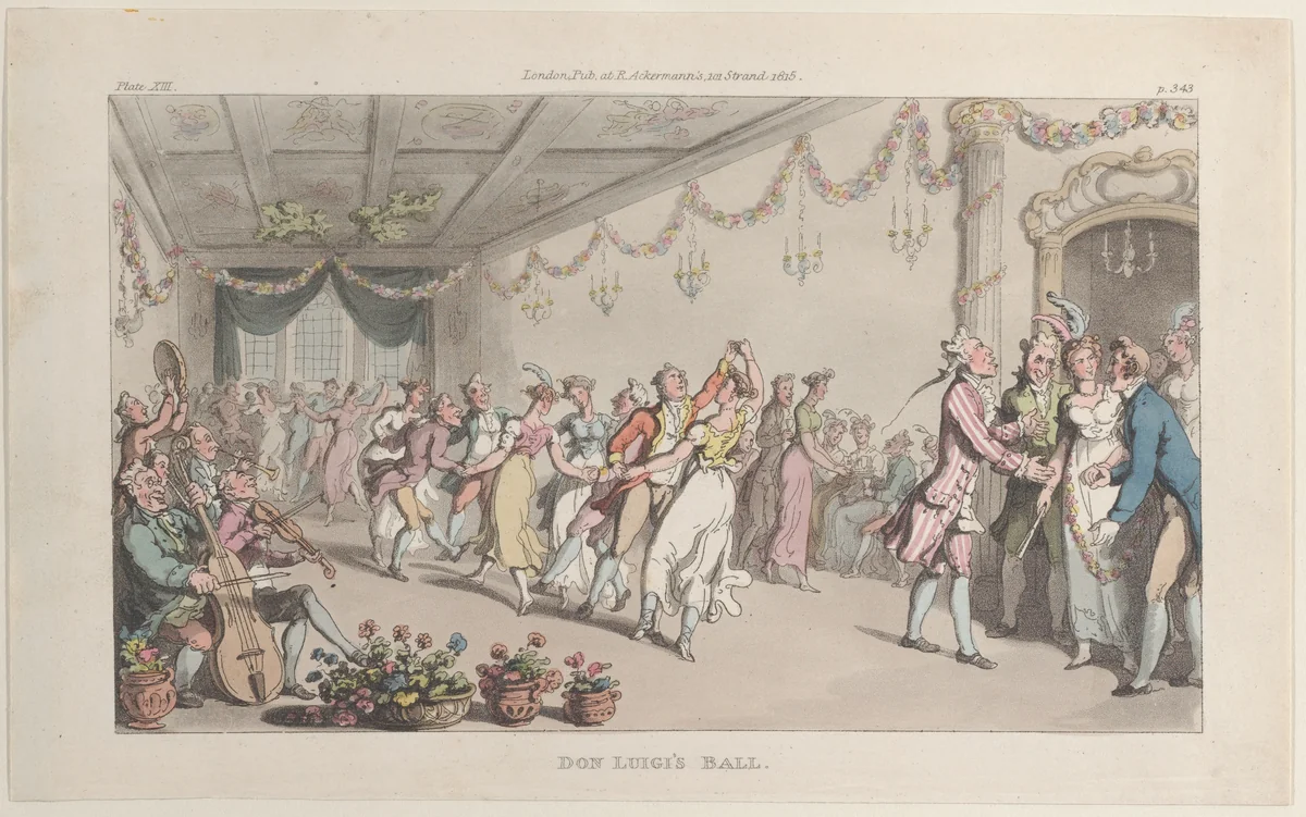 Don Luigi's Ball by Thomas Rowlandson, print, 1815