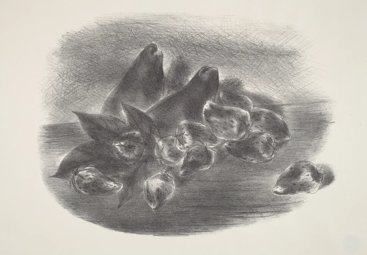 Two Pears and Strawberries—(Still Life) by Yasuo Kuniyoshi, print, 1937