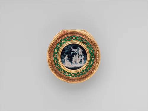 Snuffbox with scenes of putti at play by Pierre François Drais, metalwork, 1770-1771
