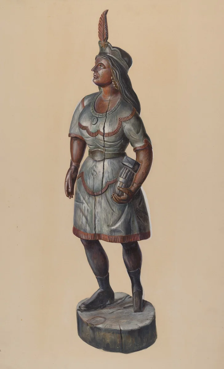Cigar Store Indian by Walter Hochstrasser, index of american design, 1937