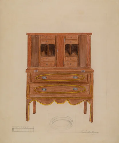 Writing Desk by Columbus Simpson, index of american design, 1935-1942