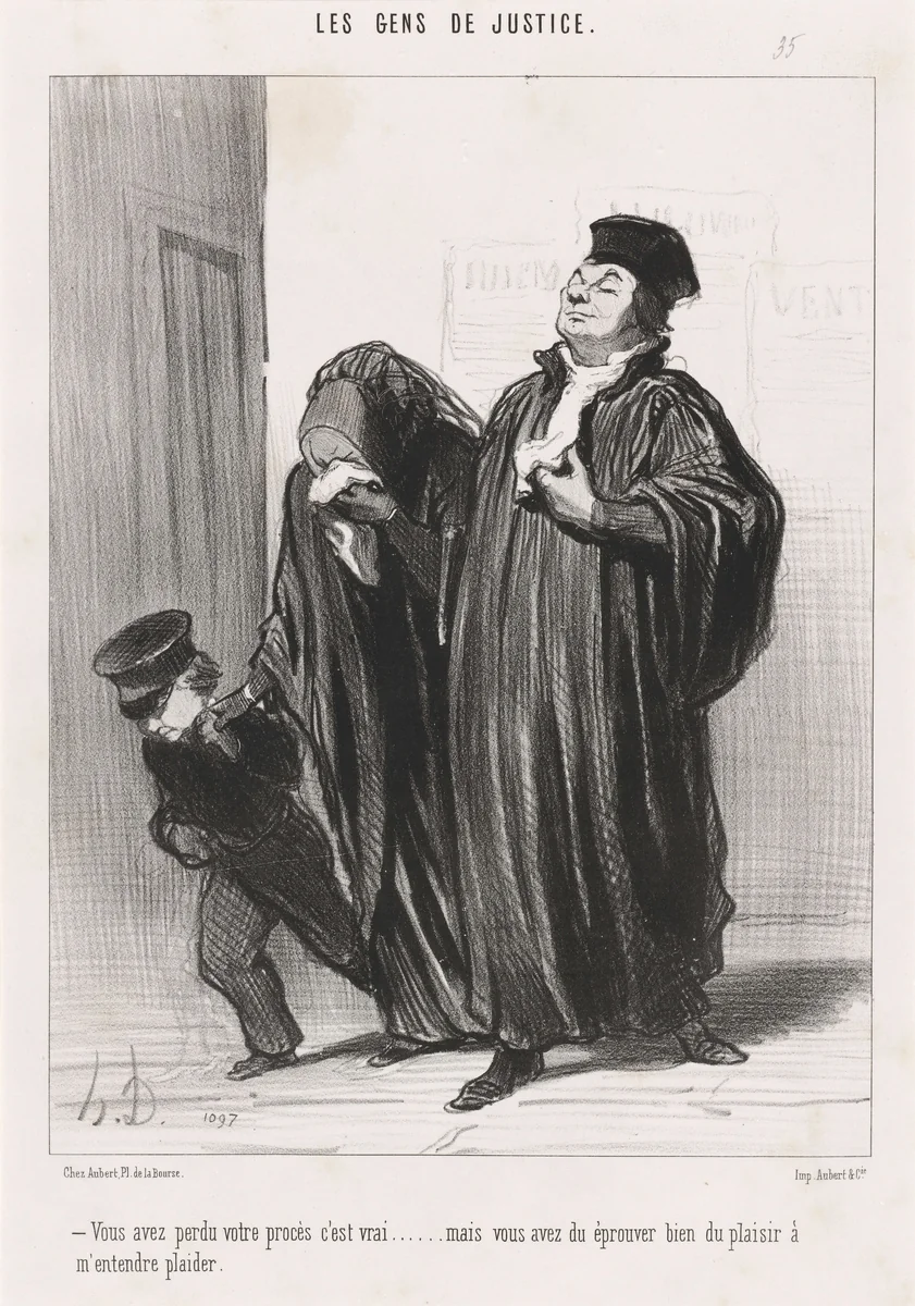 Vous avez perdu votre procès c'est vrai... by Honoré Daumier, print, 1848