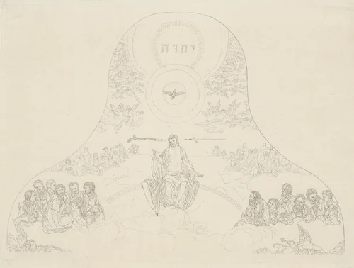 Laatste Oordeel van Lucas van Leyden, bovenste helft van het middenpaneel by Pieter de Mare, print, 1768-1796