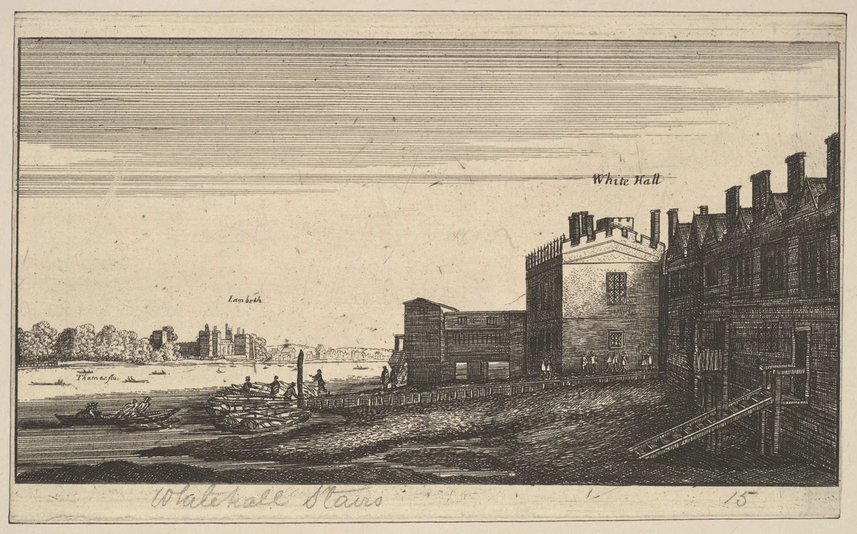 View of Lambeth from Whitehall Stairs [copy] by Wenceslaus Hollar, print, 1650-1660