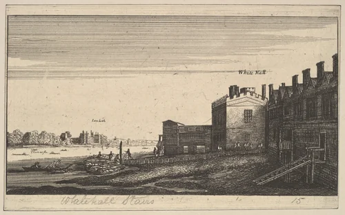 View of Lambeth from Whitehall Stairs [copy] by Wenceslaus Hollar, print, 1650-1660