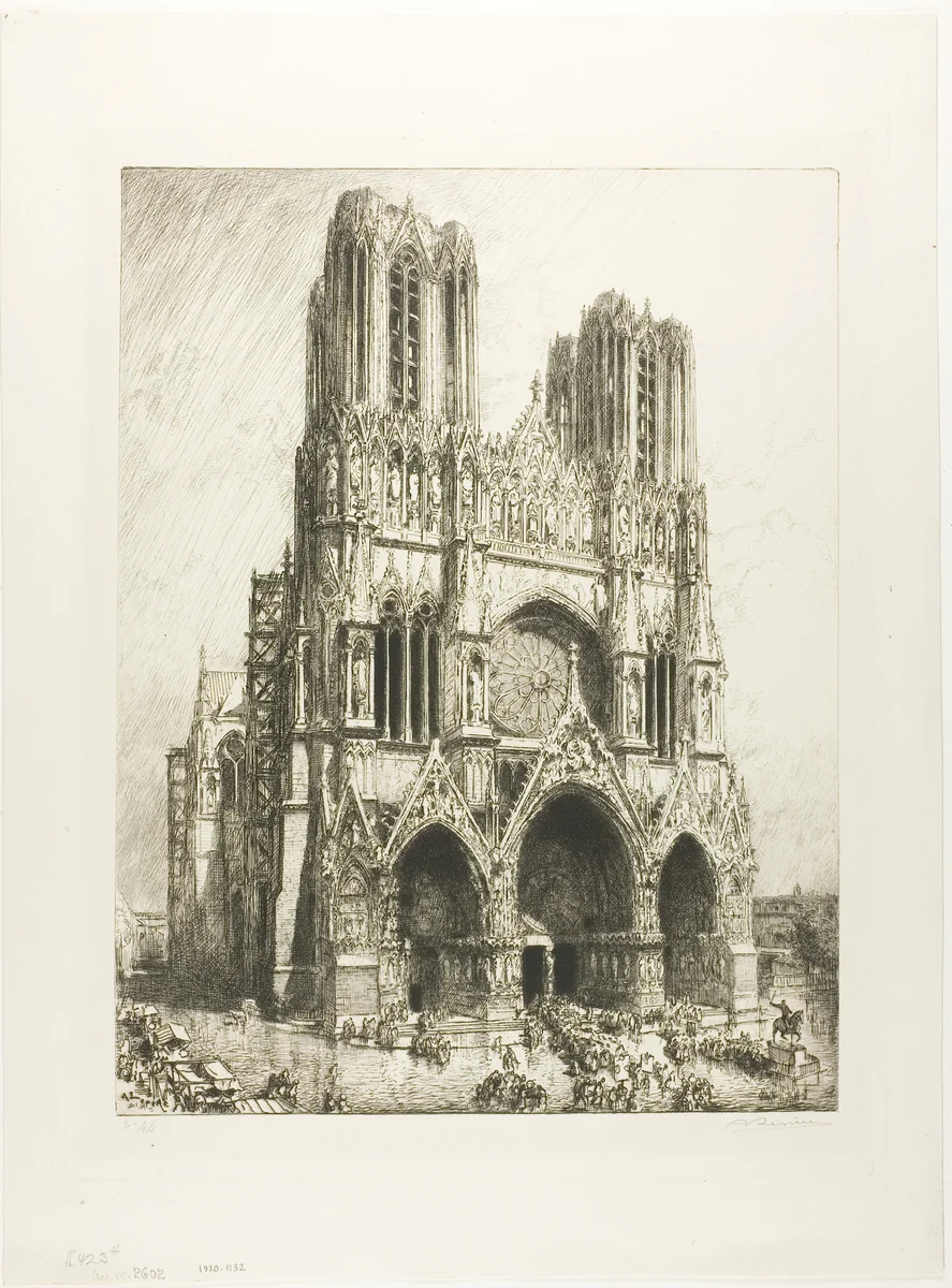 Rheims Cathedral by Louis Auguste Lepère, print, 1911
