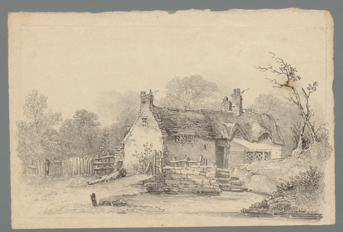 Landschap met boerderij by Richard Sasse, print, 1800-1849