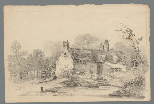 Landschap met boerderij by Richard Sasse, print, 1800-1849