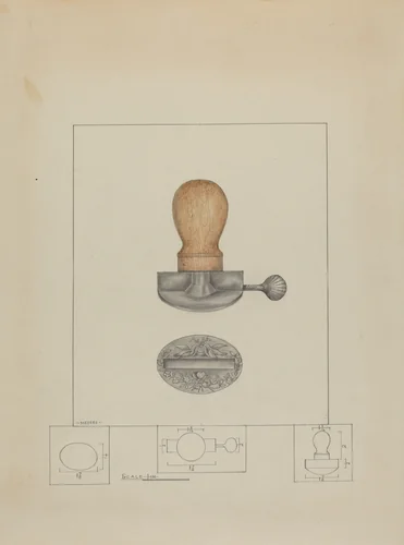 Pewter Stamp by Henry Meyers, index of american design, 1937