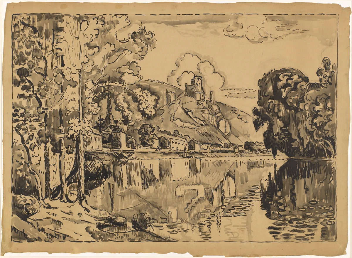 Les Andelys on a Summer Morning by Paul Signac, drawing, 1923