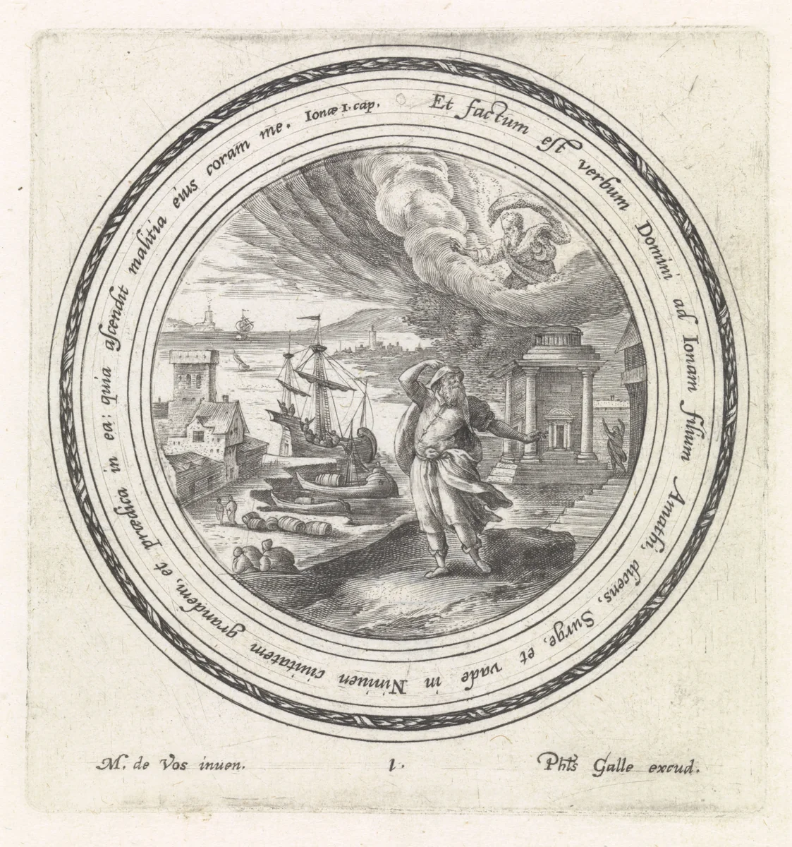 God stuurt Jona naar Nineve by Crispijn van de Passe, print, 1580