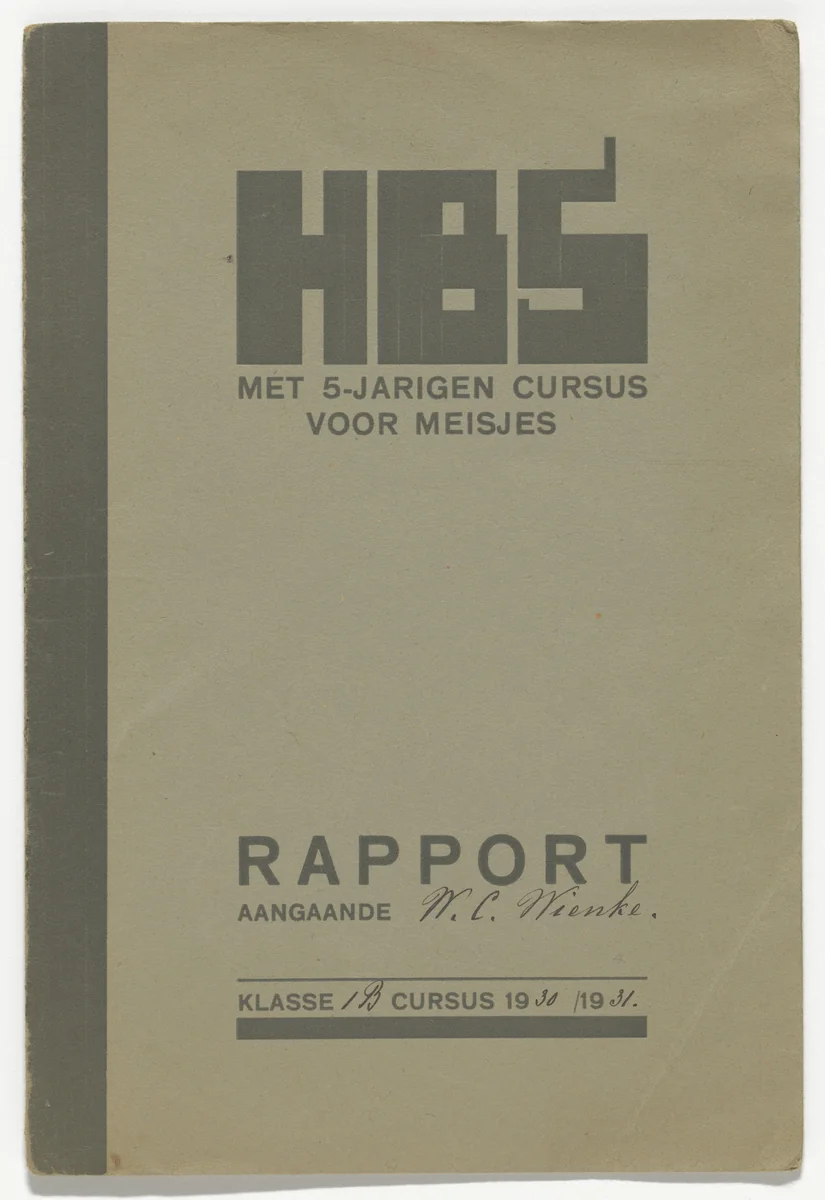 Report card for the Hoogere Burgerschool Amsterdam by Fré Cohen, design, 1931