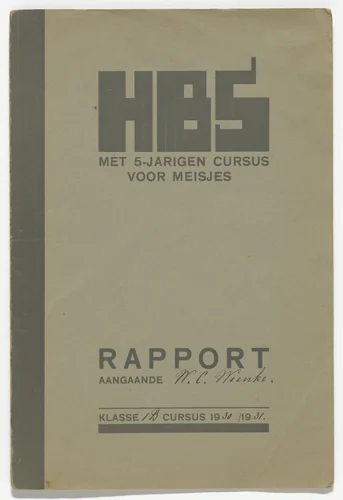 Report card for the Hoogere Burgerschool Amsterdam by Fré Cohen, design, 1931