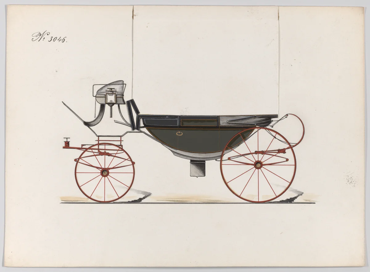 Design for Landau, No. 3046 by Brewster & Co., drawing, 1874