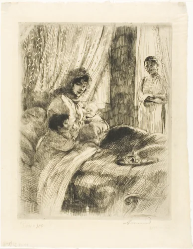 Breakfast, plate four from Woman by Albert Besnard, print, 1886