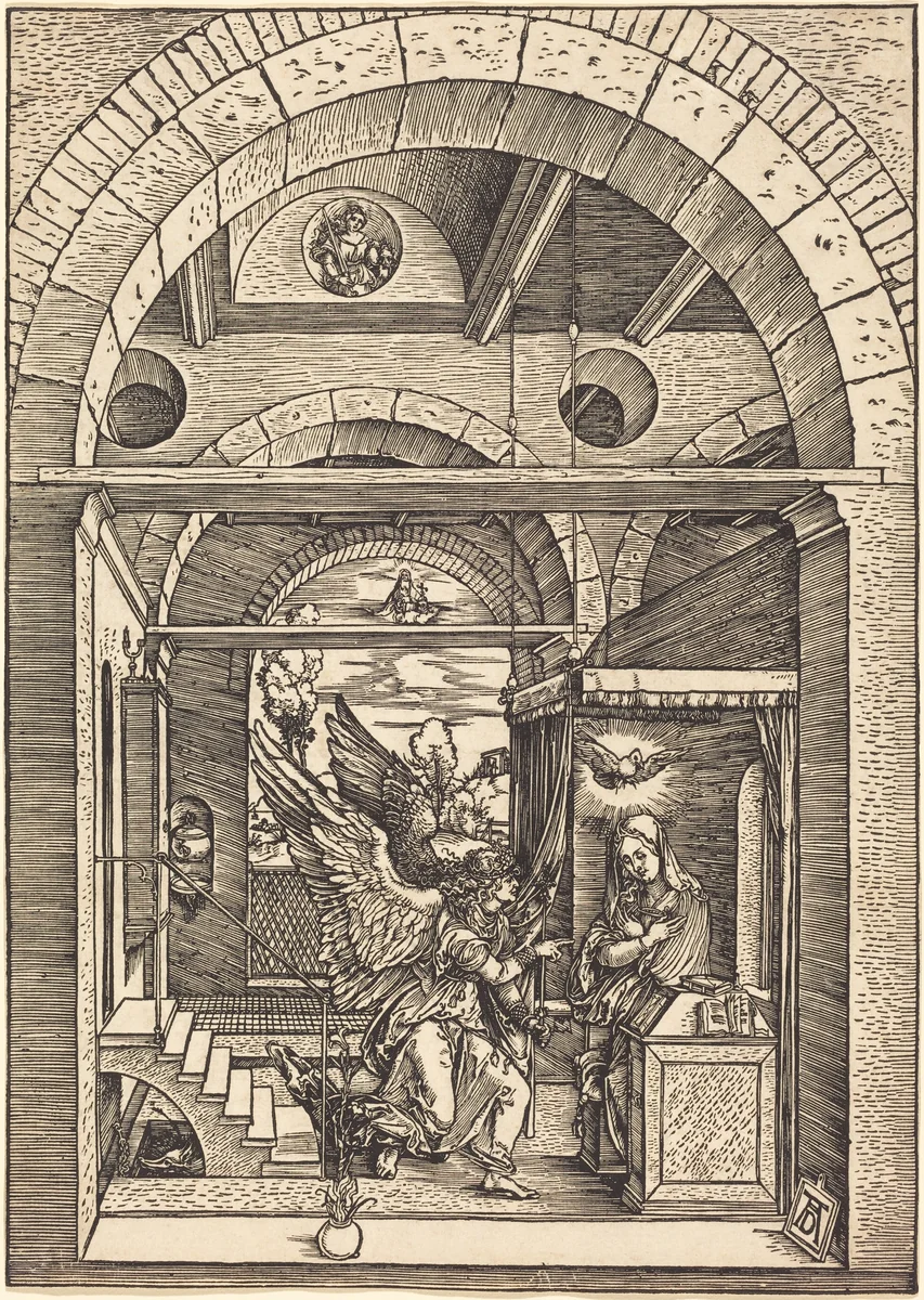 The Annunciation by Albrecht Dürer, print, 1502-1504