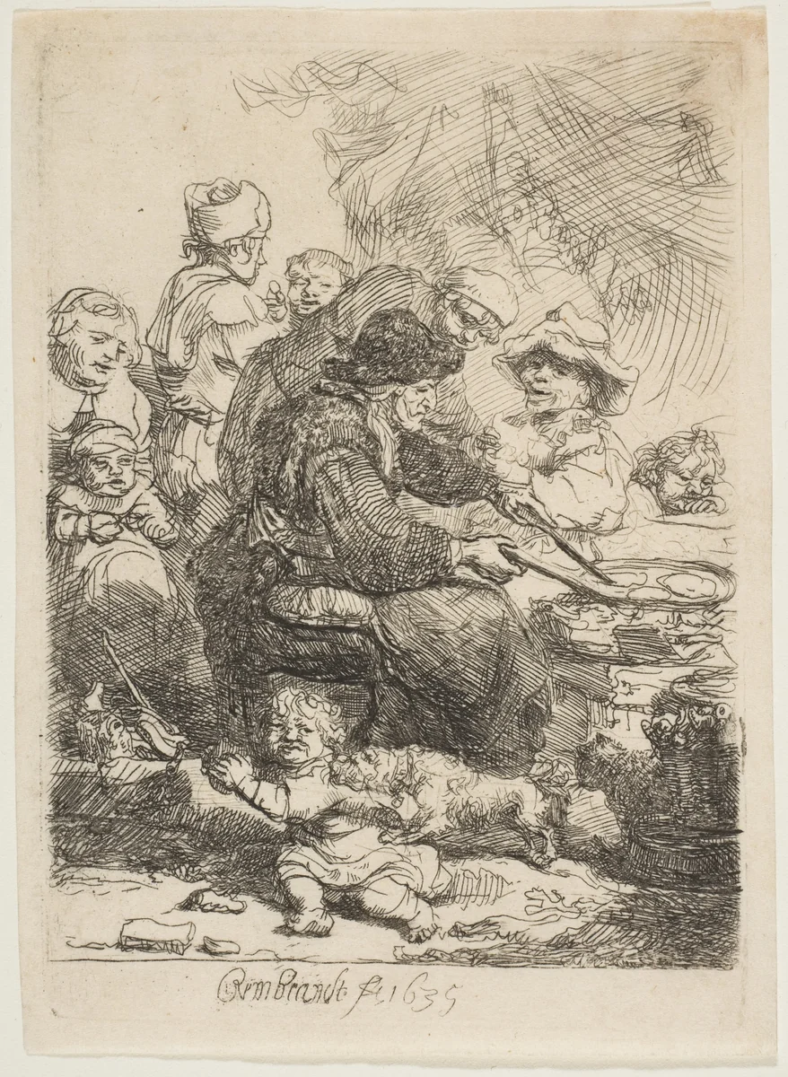 The Pancake Woman by Rembrandt van Rijn, print, 1635