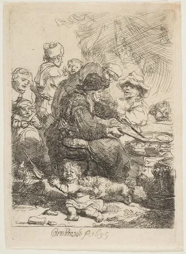 The Pancake Woman by Rembrandt van Rijn, print, 1635