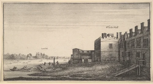 A view of Lambeth Palace from the river at Whitehall Stairs by Wenceslaus Hollar, print, 1643-1644
