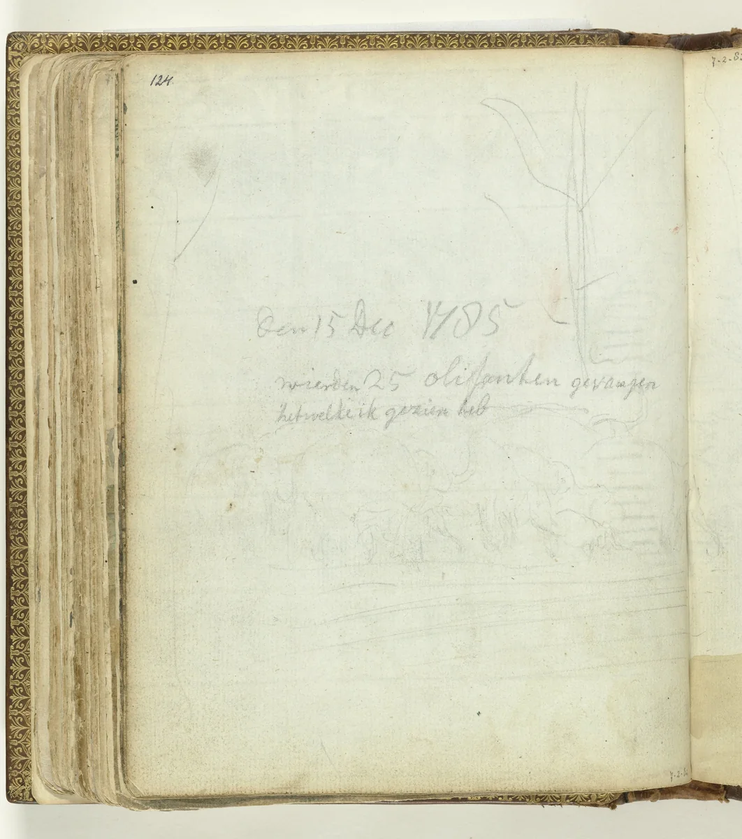 Kudde olifanten by Jan Brandes, drawing, 1785