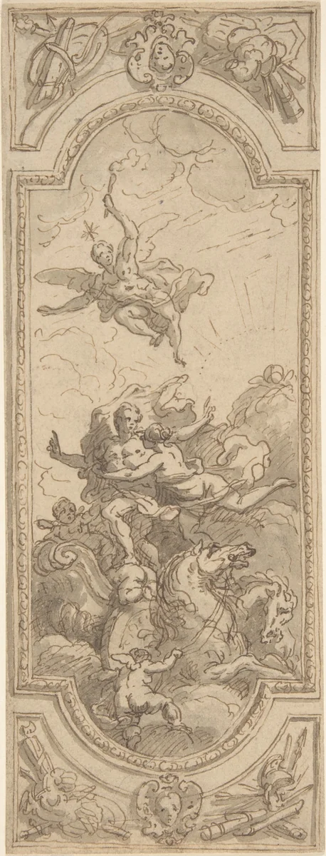 Design for a Ceiling with an Allegorical Subject by Sir James Thornhill, drawing, 1708-1718