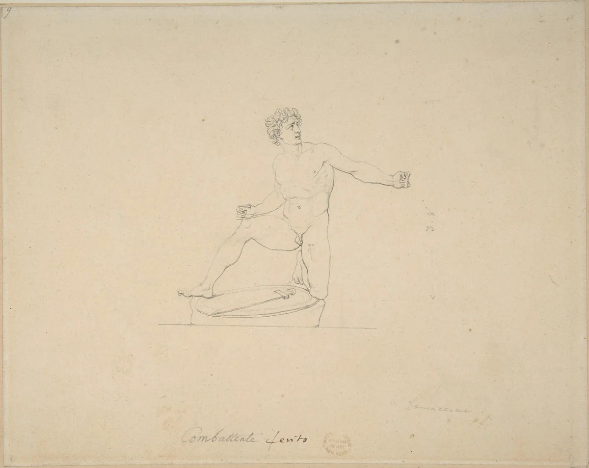 Kneeling Gladiator by Vincenzo Camuccini, drawing, 1771-1844