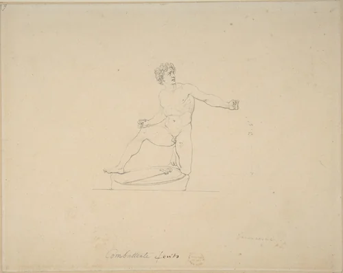 Kneeling Gladiator by Vincenzo Camuccini, drawing, 1771-1844