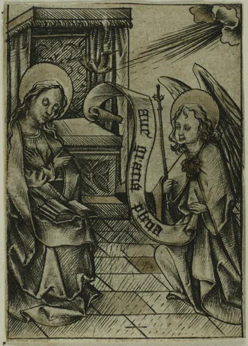 The Annunciation by Israhel van Meckenem, print, 1465-1503