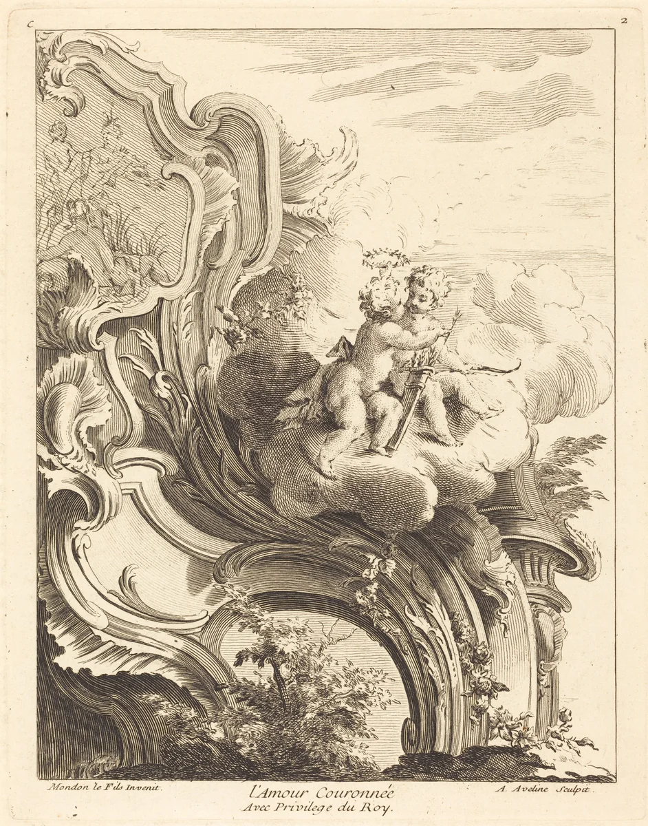 L'Amour Couronnée by Antoine Aveline, Jean Mondon, print, 1736