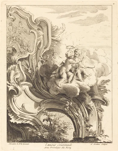 L'Amour Couronnée by Antoine Aveline, Jean Mondon, print, 1736