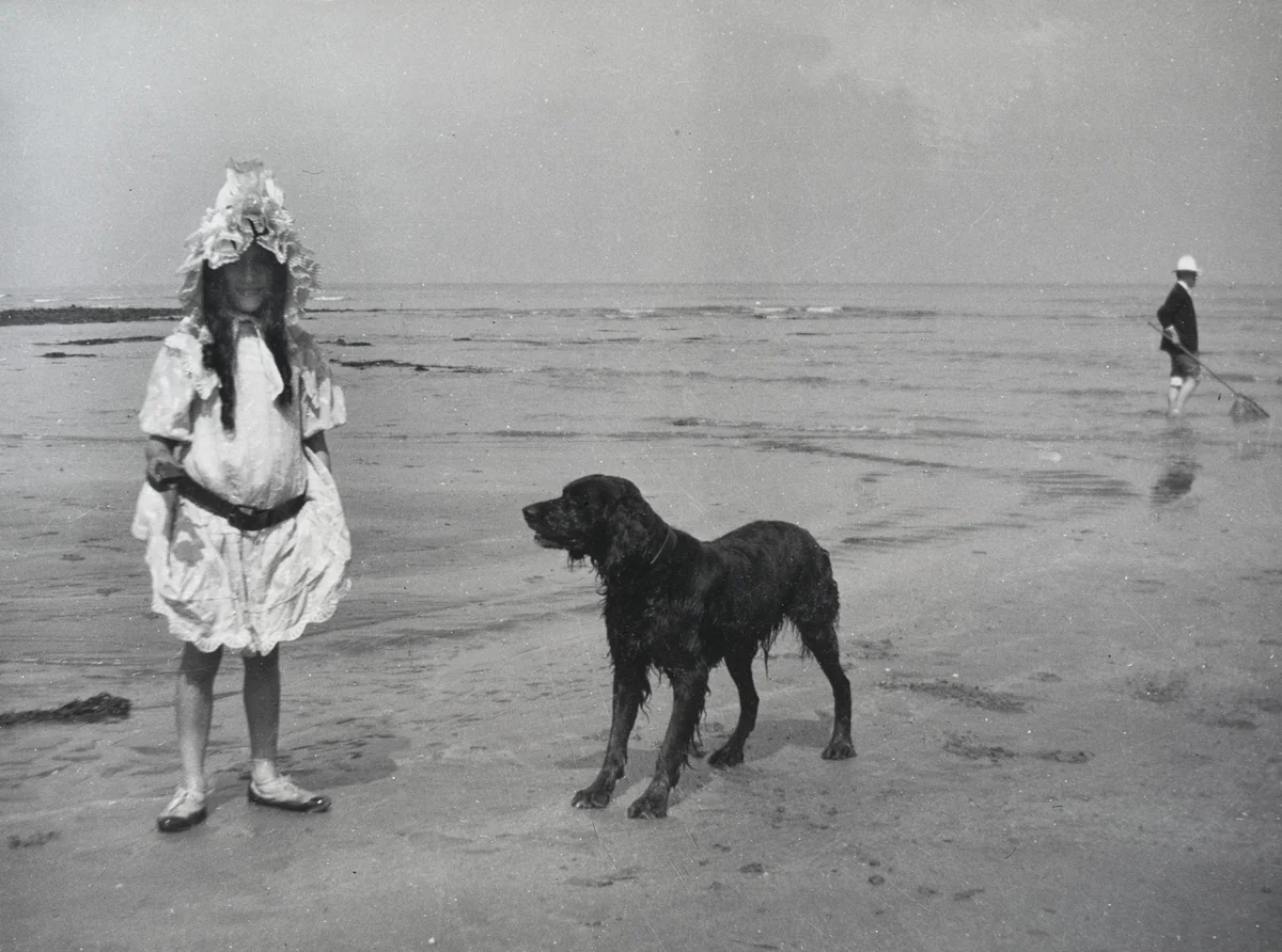 My Cousin Simone Roussel on the Beach at Villerville by Jacques-Henri Lartigue, photograph, 1906