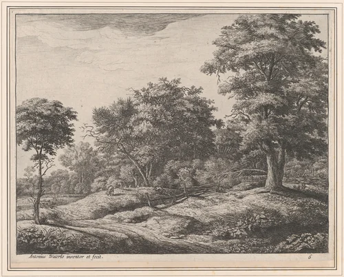 Shepherd Asleep on a Hummock by Anthonie Waterloo, print, 1620-1690