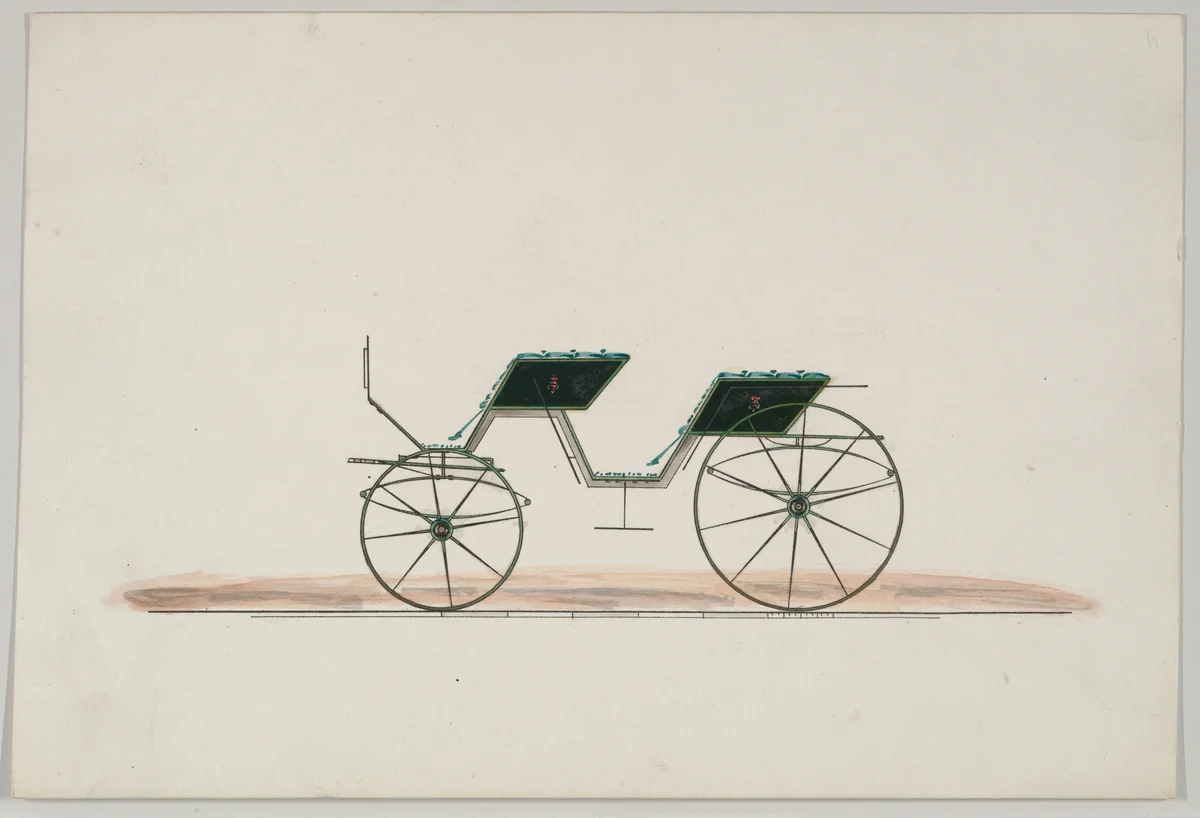 Phaeton, no top (unnumbered) by Brewster & Co., drawing, 1850-1870
