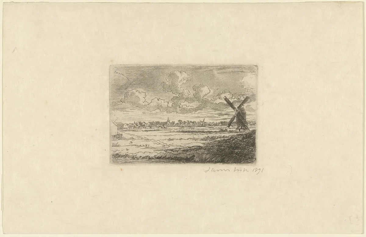 Windmill at Slykens by James Ensor, print, 1891