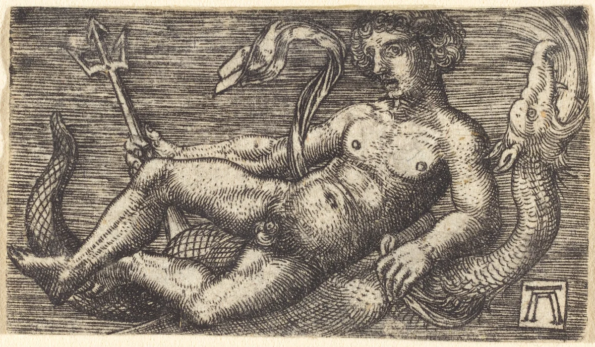 Neptune on a Sea Monster by Albrecht Altdorfer, print, 1520-1525