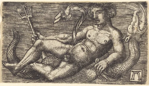 Neptune on a Sea Monster by Albrecht Altdorfer, print, 1520-1525